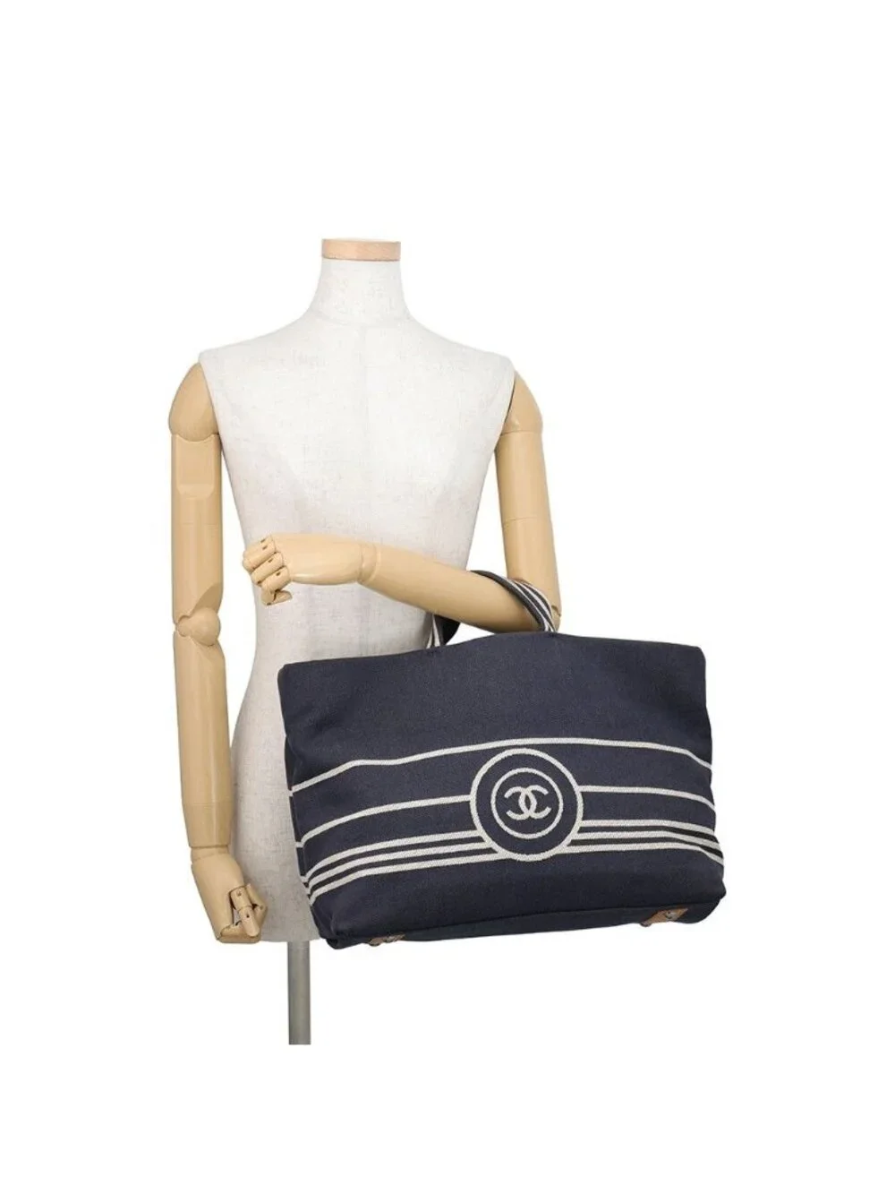 Chanel Tote CC Logo Denim Leather 2-Way Shoulder Bag